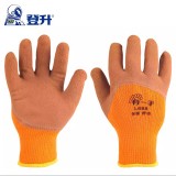 登升L688毛圈保暖舒適乳膠發(fā)泡防滑防寒加厚工作勞保加絨橘色3/4浸膠機械制造
